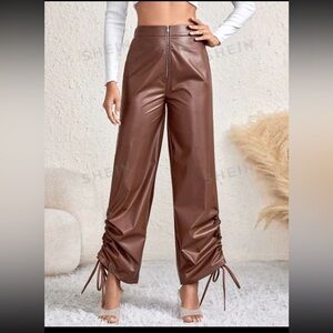 NEW-never worn! SHEIN Faux Leather Side Drawstring Pants